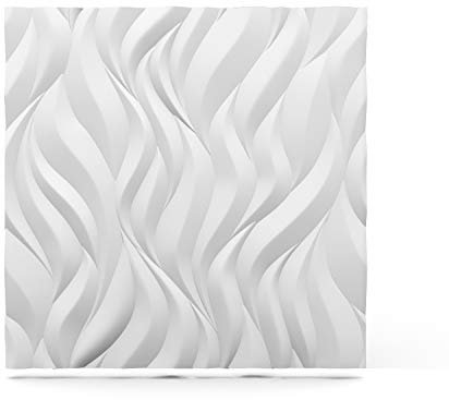 Deccart - 3D Wandpaneele 60x60 cm - Paneele Wand Wall Panels Deko Wandverkleidung Innen Panel Deckenverkleidung Decke Deckenpaneele Platten Styropor EPS-Polystyrol Flammen 0.36 m², 1 Stück, weiß