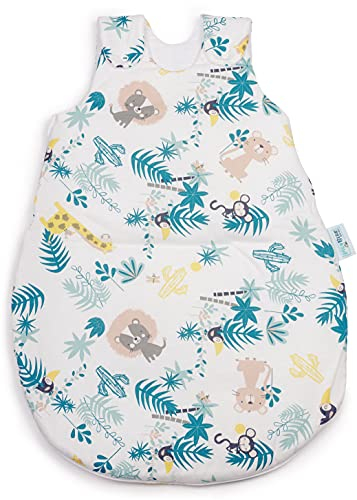 pic Bear Premium Babyschlafsack aus Jersey-Baumwolle – Atmungsaktiv, Mitwachsend und für Ganzjahres-Nutzung mit verstellbaren Größen 50/56 Jungle
