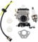 MCHNIC Vergaser mit Zündkerze Benzinfilter Benzinschlauch Satz für Demon RQ580, 141550, 141003, 52ccm Motorsense Ersatz für 47ccm 49ccm 2-Takt Mini pocketbike Quad Roller Scooter Motor