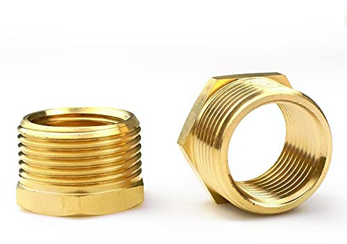 suaywo 3/4” X 1/2” Messing Reduzierstück Gewindefitting Innengewinde Außengewinde 2 Stück Aussengewinde Adapter für Rohranschluss Verwendet Werden für Industrie Gewerbe und Haushalt (Golden)