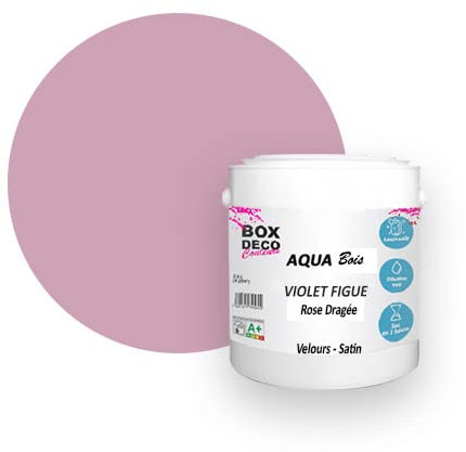 BOX DECO COULEURS Peinture meuble bois acrylique aspect velours-satin Aqua Bois - 2,5L, Rose Dragée