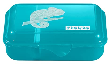 Step by Step Lunchbox Chameleon Joshy, türkis, mit Trennwand und Klickverschluss, spülmaschinenfest, BPA-frei, für Schule und Kindergarten, 0,9L