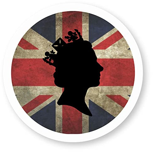 stika.co Große Größe Queen's Platinum Jubilee Celebration Sticker, Queen Elizabeth II Silhouette, Union Jack Fensteraufkleber, statisch haftendes Fenster Vinyl Aufkleber (L - 200 x 200 mm)