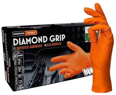 MA Y MA ENJOY SHARING 500 Guanti in Nitrile Arancioni Taglia L, Senza Polvere, Senza Lattice, Ipoallergenici, Certificati CE conforme alla norma EN455, Guanti per Alimenti, Guanti Monouso