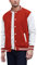 COOFANDY Modische Herren-Jacke, Lederärmel, schmale Passform, College, Baseball, Letterman, Bombermantel, Rot-weiße Ärmel, S