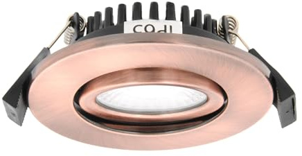 Spa SPA-38571-ACOP Como Slim Tilt 5w LED Downlight, Antique Copper, IP65, 4000K, 500lm, 60° Beam