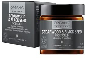 Amphora Aromatics Cedarwood & Black Seed Face Scrub For Men COSMOS Organic 60ml