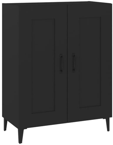 vidaXL Modern Sideboard - Black Engineered Wood & Iron Storage Cabinet, Suitable for Living Room and Bedroom, 69.5x34x90cm