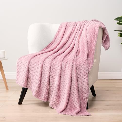 PAVILIA Coperta per divano letto, in morbido pile per divano e sedia, coperta ruvida a nido d'ape, calda, leggera, per tutte le stagioni, 127 x 152 cm
