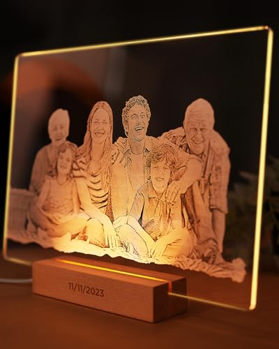 Panorama Lampe Personnalisée 30x21 cm - Lumineux Cadeau Original - Cadre LED avec votre Photo - Éclairage pour la Table de Chevet