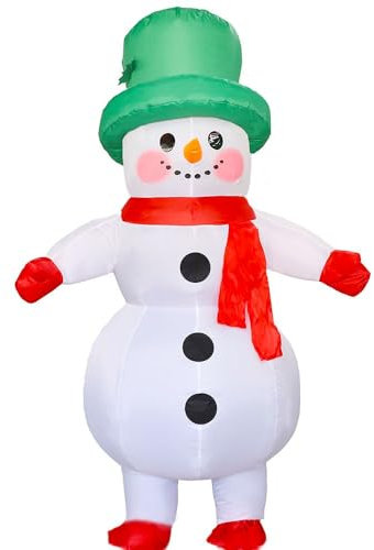 Inflatable Christmas Costume for Adult Blow up Santa Claus Elf Snowman Ginger Bread Man Costum Xmas Funny Fancy Dress