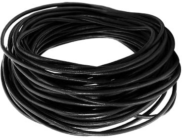 Cordon en cuir de 2 mm x 5 m - Noir - Cordon rond en cuir de vache pour fabrication de bracelets, colliers, bijoux, loisirs créatifs
