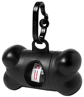 Porta Sacchetti Dispenser Per Animali Cane Contenitore Feci Igienici Osso Gatti (NERO)