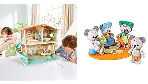 Hape Miniaturhaus Urwaldhaus der Tiger, grün + Koalafamilie