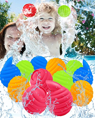 Wasserballons,12 Stück Wasserbomben Selbstschließend Wiederverwendbar, schnell befüllbare Wasserbälle, selbstdichtende Wasserspritzbomben für Kinder, Sommerspiel im Hinterhof Pool Strandspielzeug