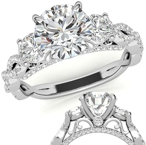 Molioaki Verlobungsring Damen Silber/9K/14K/18K Gold Eheringe Damen Unendlichkeits Drei Stein Verlobungsring Diamantring 1 Karat Brillantschliff 5A Zirkonia Ring Verlobung Hochzeit Geschenk mit CZ
