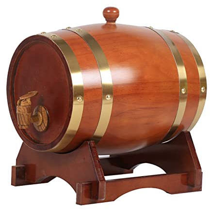 YANGUANG Weinfass Schokoladenfarbe 1.5L/3L/5L/10L/20L/25L/30L/50L Eichenfass,Vintage Holz Eichenfass for Die Weinbereitung Oder Lager Bier Whiskey Rum,Geeignet for Bars(Size:3L)