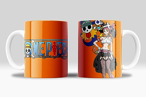 Taza One Piece - Colección taza onepiece con sus protagonistas: Luffy, Nami, Roro, Usopp, Brook, Nico, Vivi Taza nami - Taza roro one piece | Cerámica 355ml (One Piece Nami)