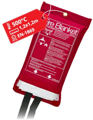 notlok Safety Work - Löschdecke [ 120 x 120cm ] | Brandschutzdecke geeignet für Fettbrände | Feuerlöschdecke aus Glasfasergewebe | Brandschutzdecke, Feuerdecke, Branddecke, Löschdecke Küche Loschdecke