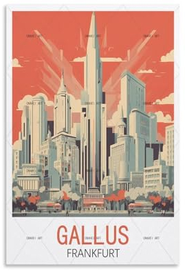Gallus Frankfurt Vintage-Reise-Poster, Landschaft, 40 x 60 cm, Leinwand-Kunstdruck, Gemälde für Wanddekoration, Wohnzimmer, Schlafzimmer