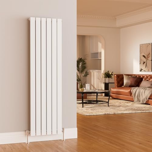 EMKE 1600x456mm Vertical Radiator Flat Panel Designer Radiators Central Heating Radiator for Bathroom, Bedroom with White Single Column Living Room, Study Room Radiators