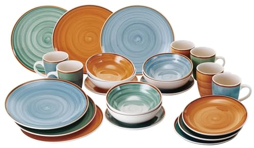 möbelando Kombiservice Geschirr-Set, Magnifica (24-TLG), für 6 Personen, Steingut