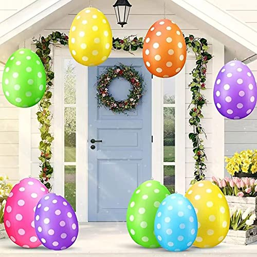 Osterdeko Aufblasbare Ostereier Dekorationen, Hängende Buntes Eier Ostern, Aufblasbare Outdoor Dekorationen für Ostern, PVC Ostern Ornamente für Zuhause, Rasen, Garten, Urlaub, Party (Blue, One Size)