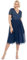 Maya Deluxe Damen Embellished Midi Evening Dress Women Ladies V Neckline with Short Sleeve for Prom Wedding Brautjungfernkleid, French Navy, 48