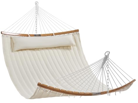 VEVOR Hängematte aus gestepptem Stoff, 1400 x 1900 mm Doppelhängematte für 2 Personen mit abnehmbarem Kissen und Ketten für Camping, Outdoor, Terrasse, Garten, Strand, 0,22 Tonnen Tragfähigkeit