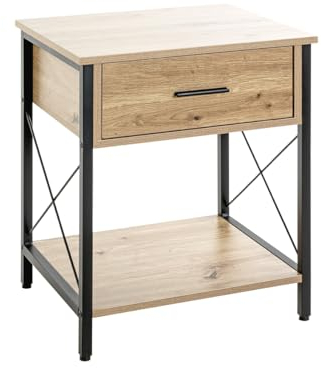 Haku Möbel Console chêne, Noir, MDF, métal - Dim.: L 45 cm x H 60 cm x P 40 cm, Style: Modern