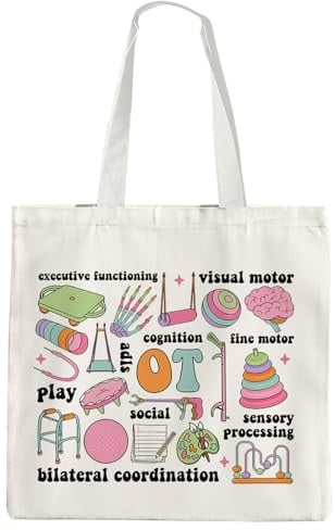 OTOUO Aesthetic OT Appreciation Canvas-Tragetasche – Berufs- und Physiotherapiehilfe, Canvas-Umhängetasche für Frauen, Schultertasche für Ergotherapeuten, Geschenk für psychische
