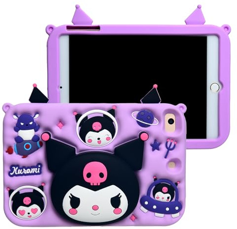 Cartoon Case for iPad Pro 11 Case M4 2024，MONEHOYSY Cute Soft Silicone Kickstand [Drop Proof,Shock Proof,Anti Slip] Back Stand Cover Case for Kids Children Teens Girls Boys (Kurom-1)