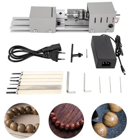 JDBDU Mini tornio, 100 W, tornio in metallo, mini macchina per lucidatura, piccolo tornio, 220 V, fai da te, lavorazione del legno, Buddha, tornio a tornio fine
