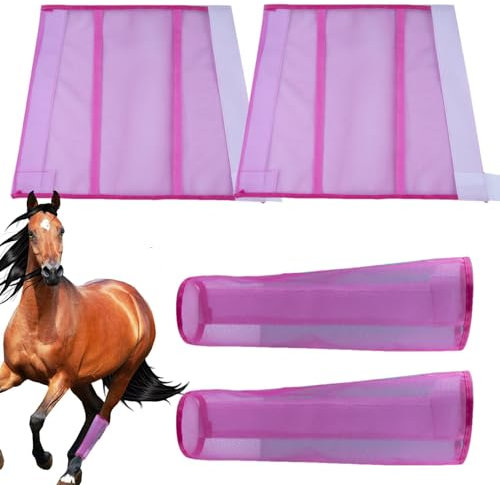 Pferdegamaschen 4er-Set, Fliegengamaschen für | Wiederverwendbare Pferdegamaschen - Fliegenstiefel, atmungsaktives Mesh für Komfort, lindert die Ermüdung der Beine und reduziert das Stampfen