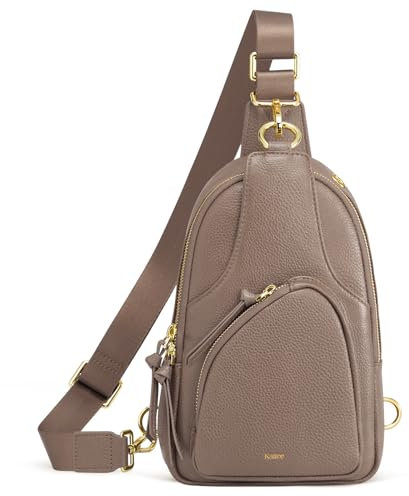 Kattee Sling Bag für Damen Gürteltasche aus Leder Kleine Brusttasche Umhängetasche mit RFID-Blockierung für Reisen und Outdoor