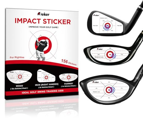 IJEKER Golf Impact Tape - High-Resolution Strike Stickers for Iron, Wood & Fairway Clubs, Non-Residue, Swing Training Aid Impact Labels, Mixed Club Types, 156pcs