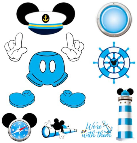 12 Pcs Cruise Door Magnet, Captain Mouse Cruise Door Decorations,Summer Life Funny Mouse Ears Magnet for DCL Cruise Ship,Car,Room Door,Refrigerator, Cartoon Mouse Theme Party Decor (Blue)