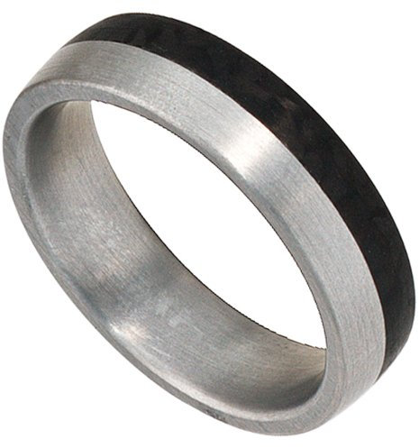 Partnerring Ring Edelstahl mit Carbon Freundschaftsring Unisex Edelstahlring, Ringgröße:Innenumfang 66mm ~ Ø21.0mm