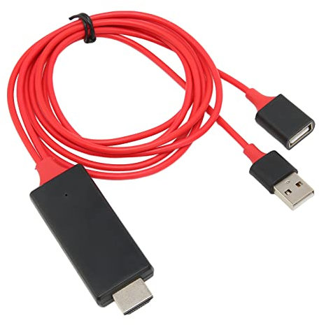 Annadue Cable Adaptador USB A HDMI, Cable USB A A HDMI, Cable DDR 1Gbit 1080P HDMI1.4 HDTV, Cable USB Tipo A Macho Hembra A HDMI Macho para IOS, para Android (rojo)