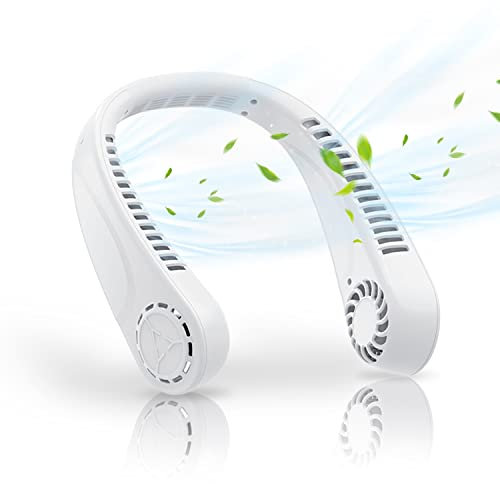 Ventilateur de Cou Portable, Mini Ventilateur Cou USB avec Flux D'air à 360°, Ventilateur Rechargeable à 3 Vitesses Accrocher au Cou pour la Maison, le Bureau, les Voyages, les Sports de Plein Air