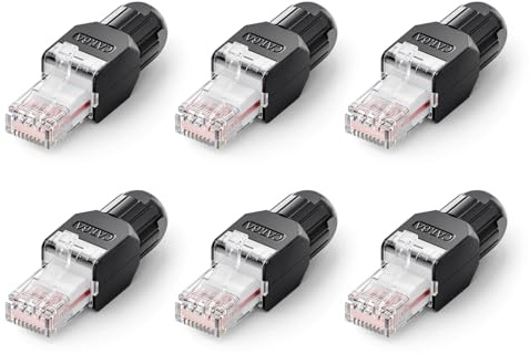 VCELINK Connettore RJ45 Senza Attrezzi LSA Cat6A 10Gbps, Nero, 6 Pezzi