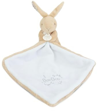 Doudou et Compagnie - Lapin Beige avec Fleur – Peluche Bébé Mixte Ultra Douce dès la Naissance – avec Boîte Cadeau pour Offrir – Garantie Perdu - DC4364