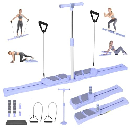 Split-Type Pilates Reformer Board, Multifunktionales Pilates Reformer Gerät mit Auto-Rebound, Tragbares Pilates Gerät für Zuhause, Fitnessstudio und Reisen, (Split-Type(No Timer))