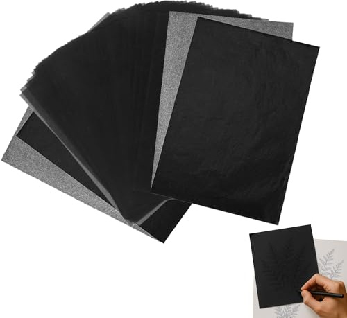 50 Blatt Pauspapier A4 21x29,7cm, Schwarz, Kohlepapier zum Nachzeichnen | Kohlepapier zum Übertragen, Mehrfach Verwendbar, Kohlepapier A4 für Papier Keramik Holz, Transferpapier für Muster