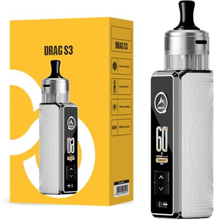 DRAG S3, For VOOPOO Drag S 3 Pod Kit 60W 3000mAh Battery + 5ml PNP-X Cartridge MTL (PNP X 0.6Ω + PNP X 0.8Ω Coil) Vaporizer - No nicotine
