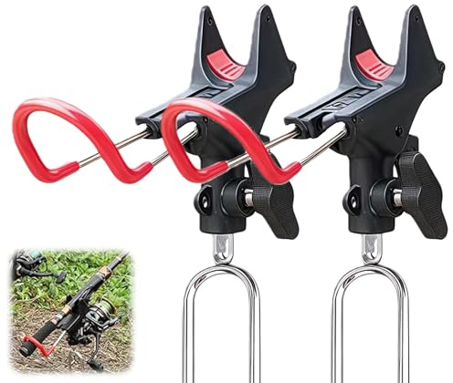 2 Stück Rutenhalter, Halter Rutenauflage, Angelrute Halter, Universal Edelstahl Angelrutenhalter, 360° Verstellbar, Stabil Rutenablage Halterung Zum Angeln, Geschenke Für Männer, Schwarz