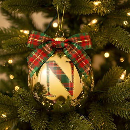 Weihnachtskugel Buchstabe N 10cm gold
