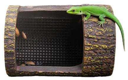 Byuexhp Reptilien Futterspender,Verschleißfeste Futterschale | Reptilienzubehör Mit Simuliertem Baumstumpf-Design Und Haken,Für Echsen, Bartagamen, Geckos, Frösche Und Terrarien