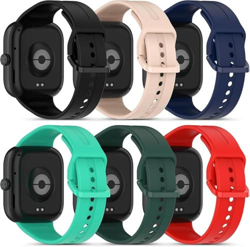 6 Piezas Correas de Silicona Compatibles con Xiaomi Redmi Watch 6/5/4 | Pulseras de Repuesto Impermeables para Xiaomi Band 9 Pro/8 Pro Hombres Mujeres