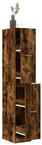 Qnhdfrt Apothecary Storage Cabinet Smoked Oak 30x41x174 cm Engineered Wood Tall Cupboard with 4 Large Drawers 60 kg Total Load Sideboard for Living Room Home Office